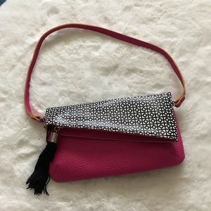 Jazza Vintage Inspired Retro Neon Pink with Contrasting Blk Whit Abstrac…